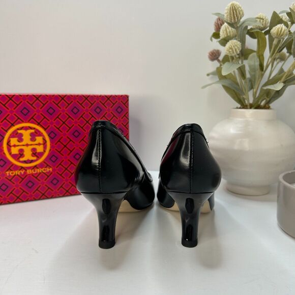 Tory Burch Leather Statement Heel Pumps Pointed Toe Black SN 141095 Women's 6M - Picture 4 of 10